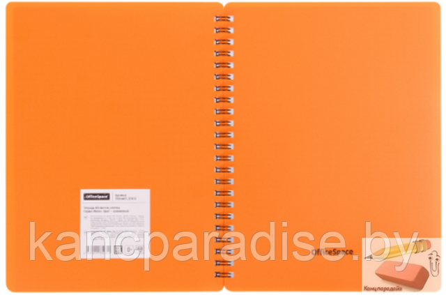 Тетрадь А5 OfficeSpace Neon, 60 листов, на гребне, обложка пластиковая, оранжевая, арт.Т60спкП_35435 - фото 2 - id-p161092069