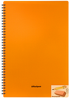 Тетрадь А4 OfficeSpace Neon, 60 листов, на гребне, обложка пластиковая, оранжевая