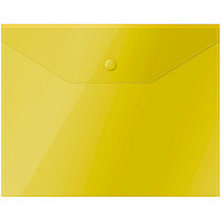 Папка-конверт на кнопке OfficeSpace А5 (190*240мм), 150мкм, полупрозрачная, желтая 267528(работаем с юр лицами