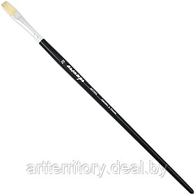 Кисть щетина, плоская №12, длинная черная ручка "ПАЛИТРА"