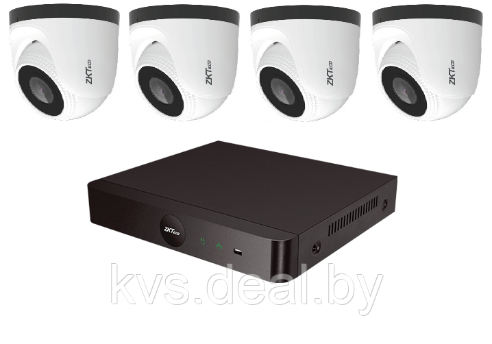 IP комплект уличного видеонаблюдения на 4 камеры ZKTeco IP1080P V4 2 Мп c POE - фото 1 - id-p161151957