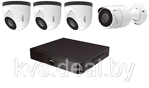 IP комплект уличного видеонаблюдения на 4 камеры ZKTeco IP1080P V4 2 Мп c POE