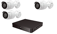 IP комплект уличного видеонаблюдения на 3 камеры ZKTeco IP1080P V4 2 Мп c POE