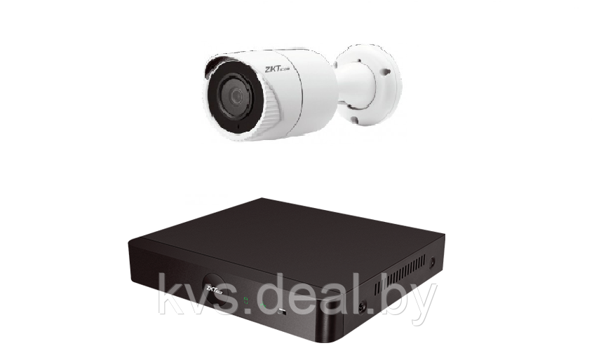 IP комплект уличного видеонаблюдения на 1 камеру ZKTeco IP1080P V4 2 Мп c POE
