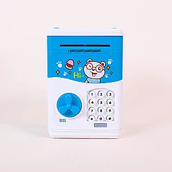 Электронная игрушка Копилка "Сейф" с купюра приёмником и с кодовым замком голубая