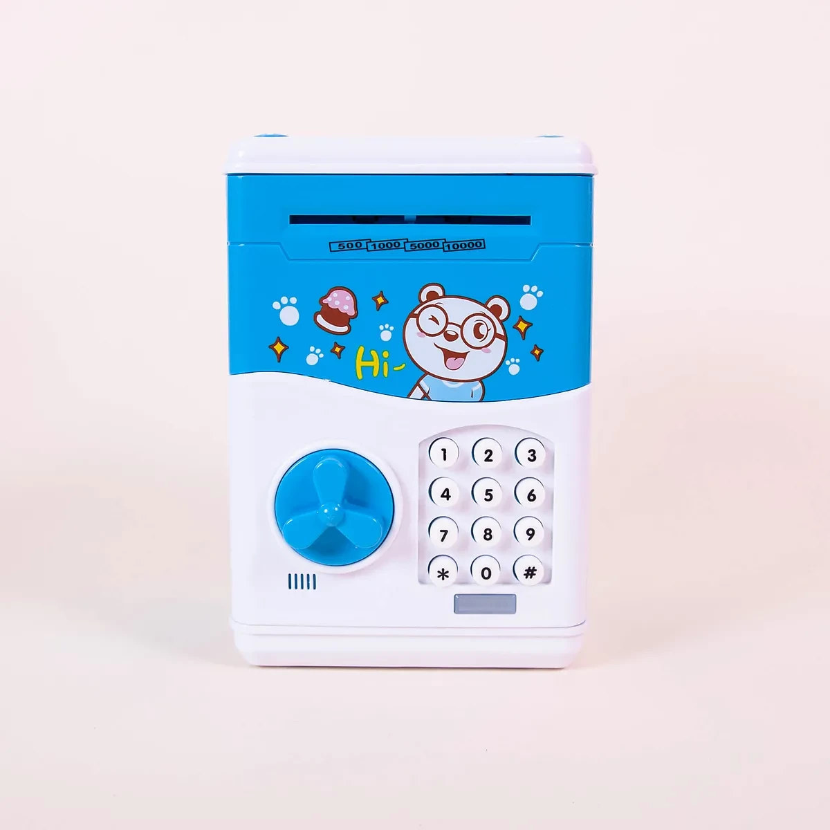 Электронная игрушка Копилка "Сейф" с купюра приёмником и с кодовым замком голубая - фото 1 - id-p161188519