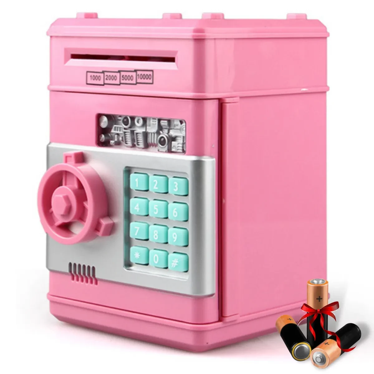 Электронная игрушка Копилка "Сейф" с купюра приёмником и с кодовым замком розовая - фото 4 - id-p161191205