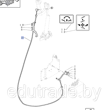 87557330 Трос управления челюстью переднего ковша 189 см.  CASE, N-H., фото 2