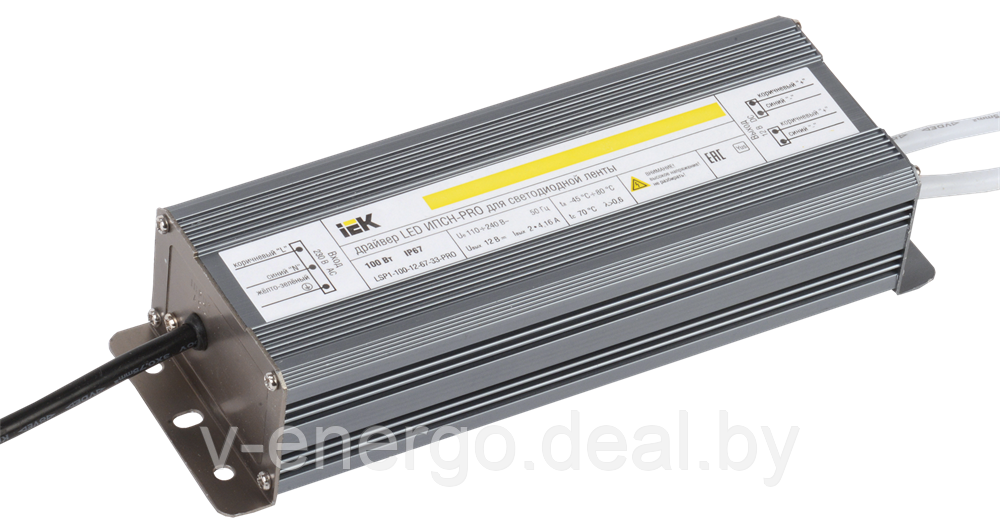 Драйвер LED ИПСН-PRO 100Вт 12 В блок- шнуры IP67 IEK - фото 1 - id-p161190438
