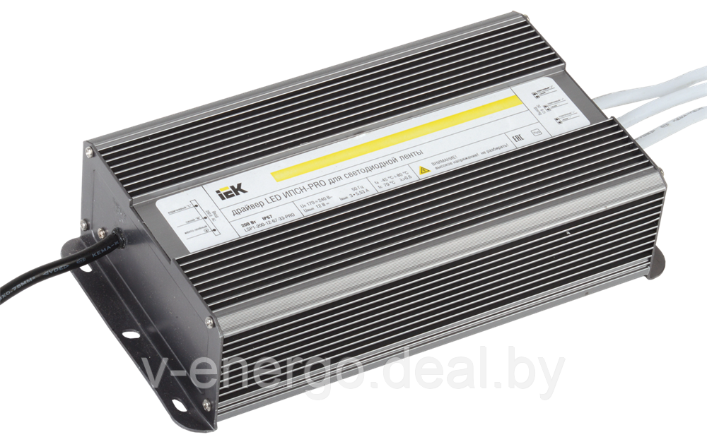 Драйвер LED ИПСН-PRO 200Вт 12 В блок- шнуры IP67 IEK - фото 1 - id-p161190440