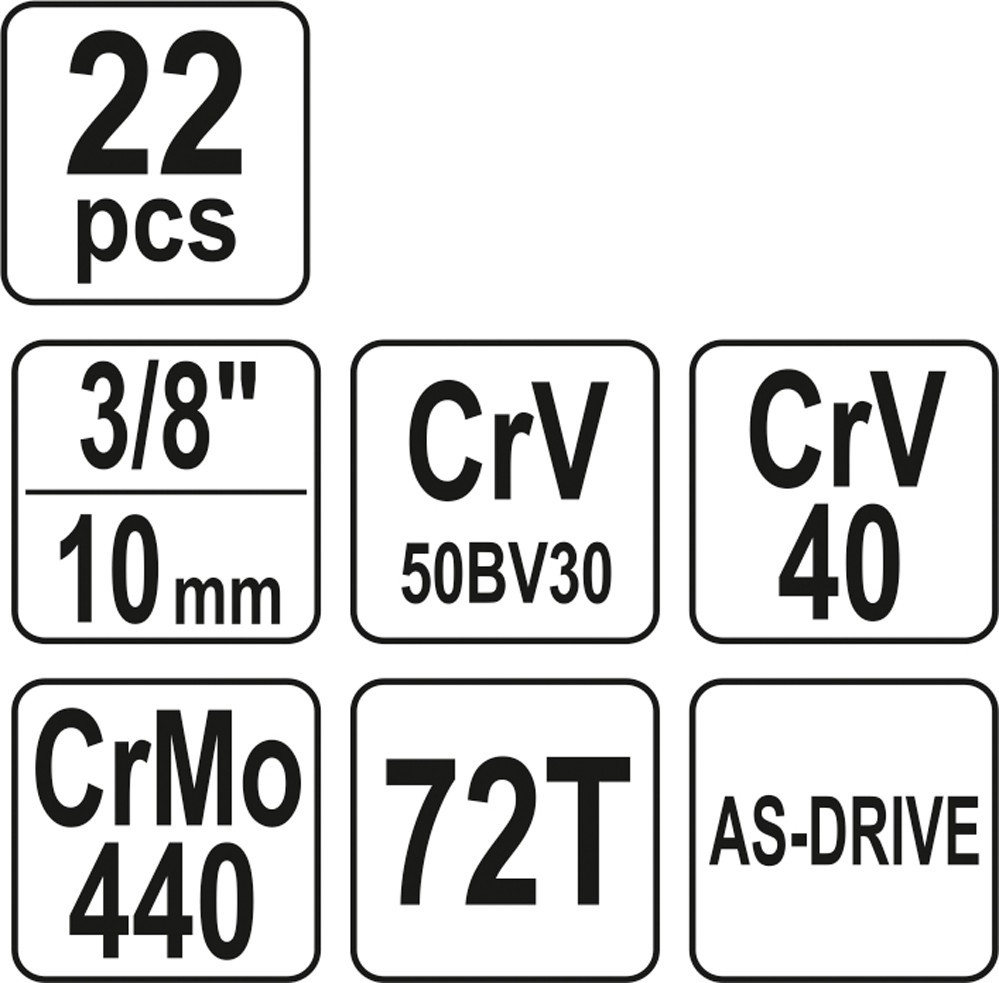 YT-38561 Набор инструмента 3/8" (22пр.) CrV Yato - фото 6 - id-p161192772