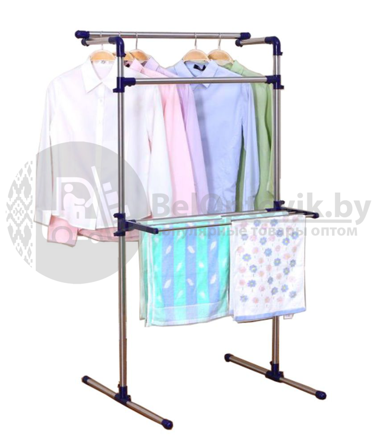 Двухуровневая вешалка (стойка-сушилка) для одежды Multi-Purpose Drying Rack, Stainless Steel напольная, - фото 8 - id-p153789614