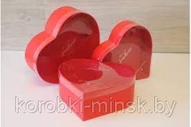 Коробка Сердце с прозрачной крышкой Красный  33*31,8*13,2 см (Могут присутствовать потертости на кры