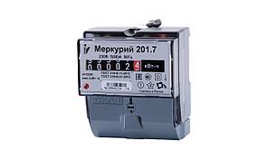 (34.00 руб. с НДС-розница) Счетчик электроэнергии Меркурий 201.7 (60А) электронный однофазный поверенный
