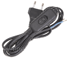 Шнур УШ-1КВ опрессованный с вилкой со встроенным выключателем 2х0,75/2метра, черный ИЭК (Арт: WUP20-02-K02)