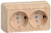 РСш22-3-ОС Розетка 2местн. с з/к с защ.шт.ор. 16А откр.уст. ОКТАВА (сосна) (Арт: ERO24-K03-16-DC)