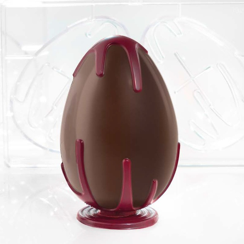 Форма для шок. 3D "Яйцо фигурное с подставкой" d100мм h150мм, 2 ячейки, 210гр, пластик 20U501 - фото 1 - id-p161183038