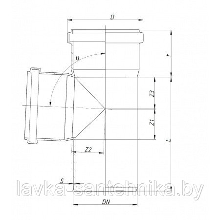 Тройник (ø90/50, 87º) для внутренней канализации Ostendorf HTEA - фото 2 - id-p161409950