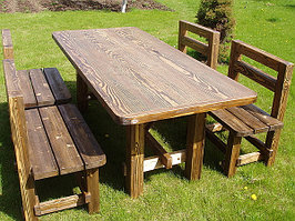 Комплект мебели садовой деревянной (стол 2м и 4 скамейки)