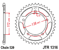 Звездочка ведущая JTR1316.38 зубьев