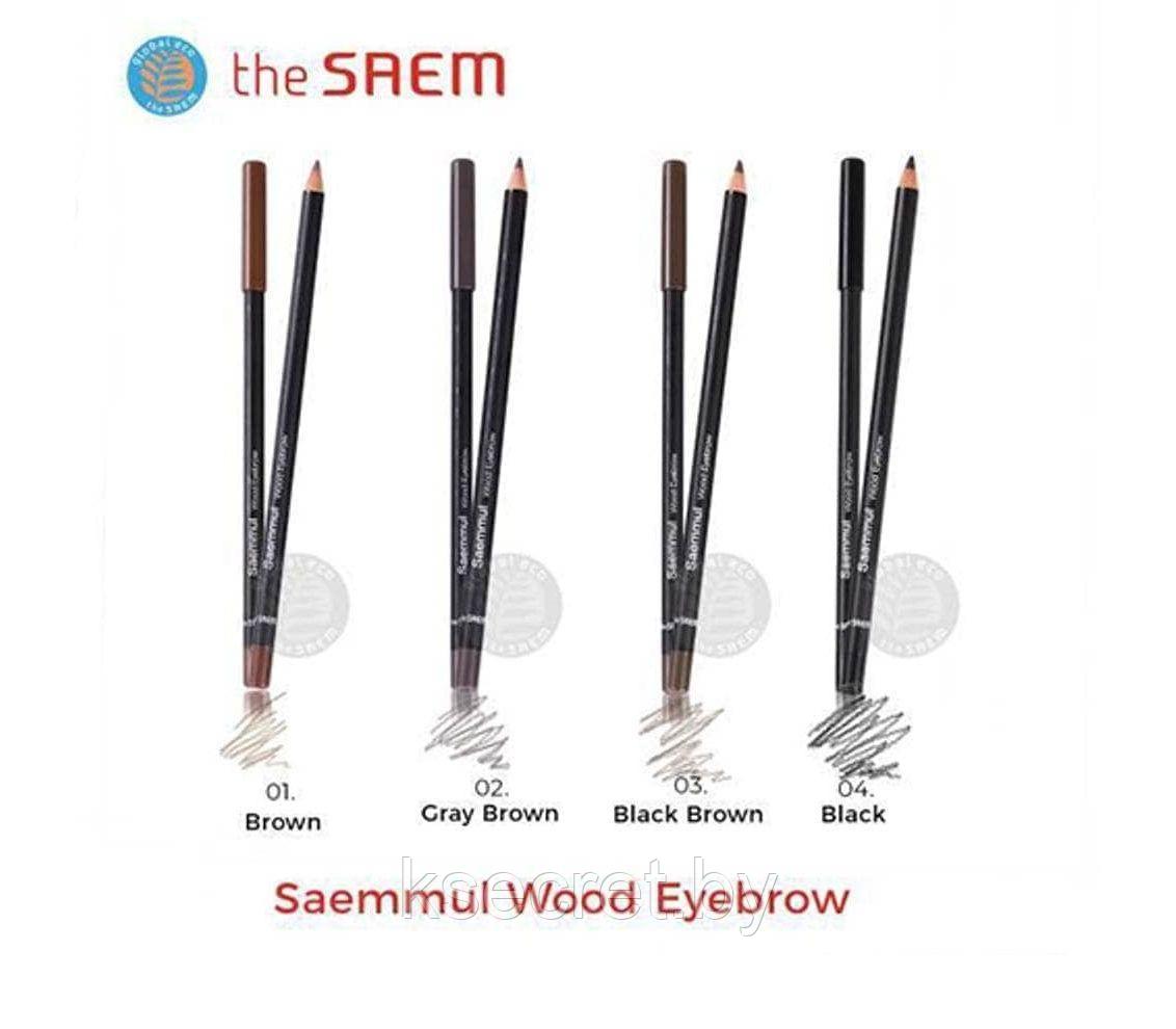 Карандаш для бровей 03 Saemmul wood eyebrow 03.black brown - фото 2 - id-p161451849
