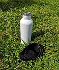 Бутыль металл белая с пластиковой крышкой-поилкой 750 мл, фото 2