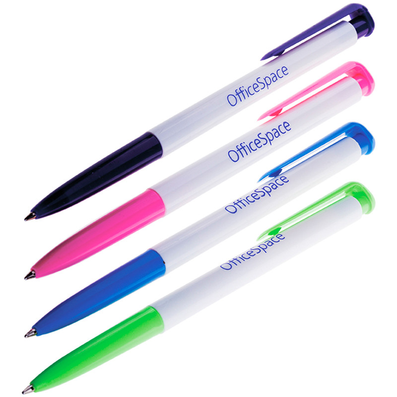 Ручка шариковая автоматическая OfficeSpace синяя, 0,7мм, цветной корпус BPR113_1354(работаем с юр лицами и ИП)