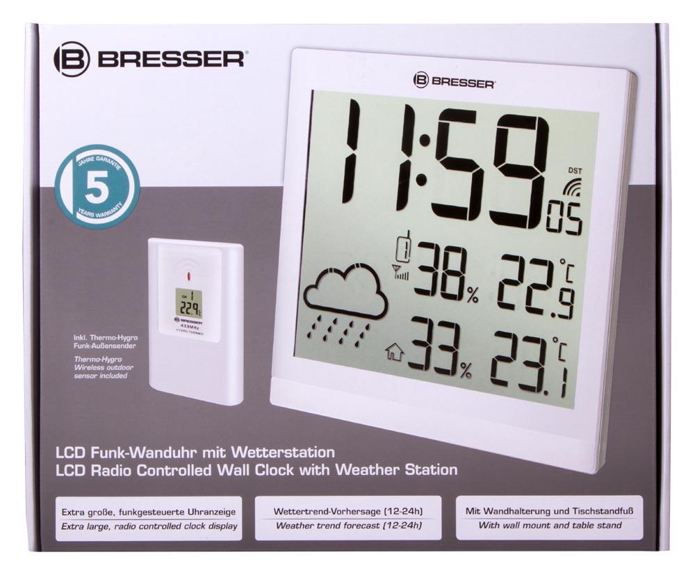 Метеостанция (настенные часы) Bresser TemeoTrend JC LCD с радиоуправлением, черная (Белый) - фото 10 - id-p129077466