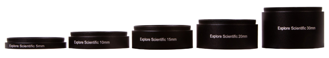 Набор удлинительных колец Explore Scientific M48x0,75 (30, 20, 15, 10, 5 мм) - фото 3 - id-p142445507