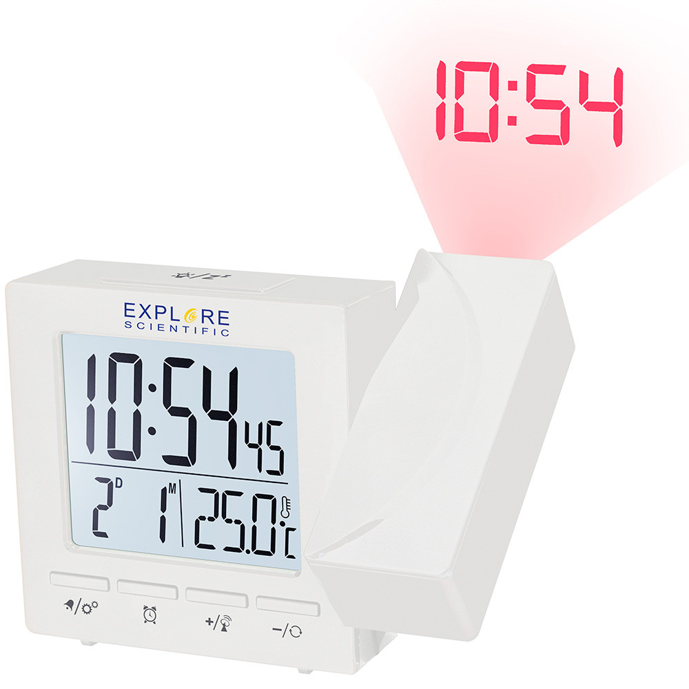 Часы цифровые Explore Scientific с проектором и термометром, черные (Белый) - фото 1 - id-p148584765