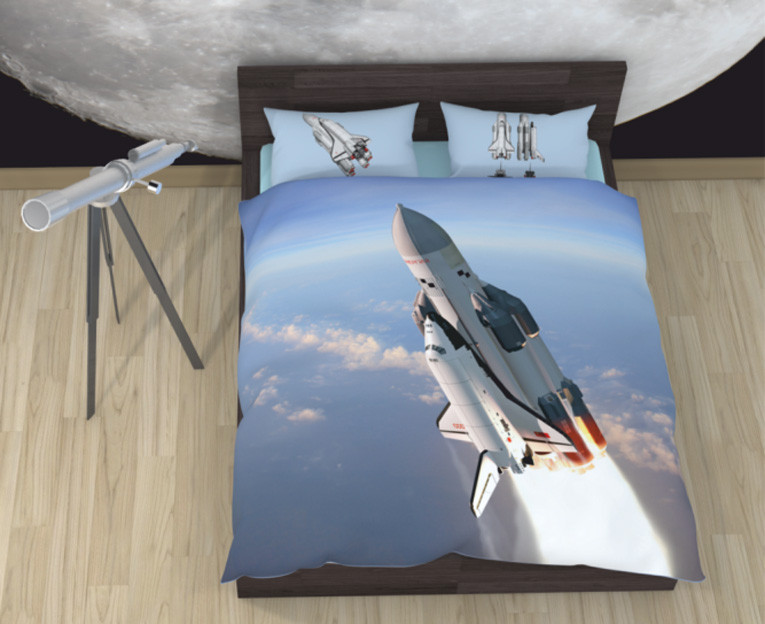 Комплект постельного белья NEWTONE «Космический корабль Буран», 1,5-спальное - фото 1 - id-p155879215