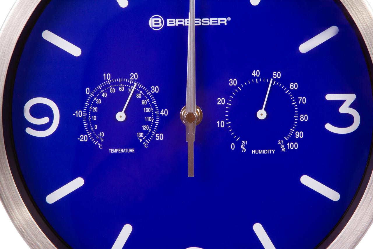 Часы настенные Bresser MyTime ND DCF Thermo/Hygro, 25 см, зеленые (Синий) - фото 5 - id-p148584778