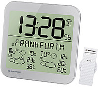 Часы настенные Bresser MyTime Meteotime LCD, серебристые (Серебристый)