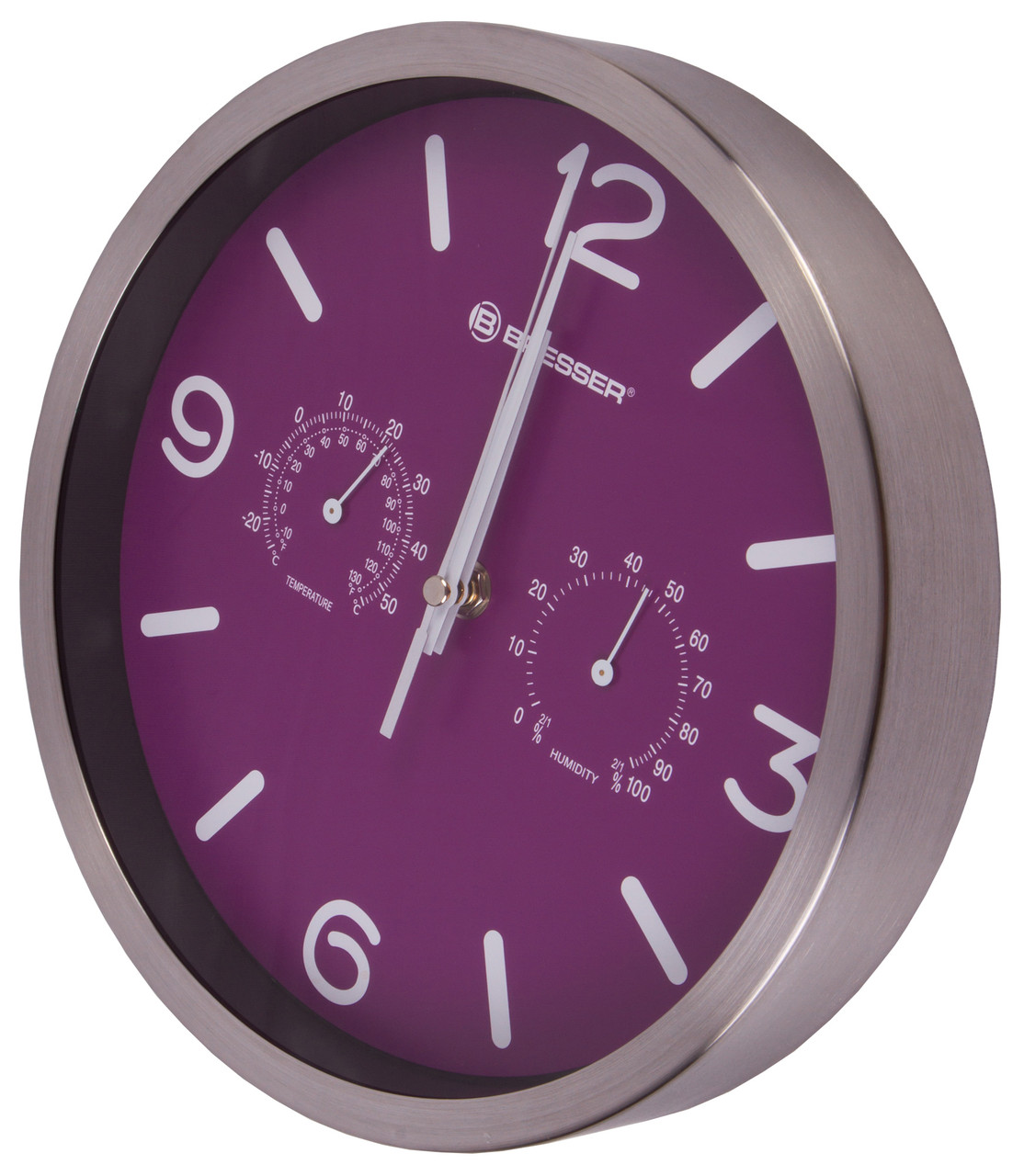 Часы настенные Bresser MyTime ND DCF Thermo/Hygro, 25 см, зеленые (Фиолетовый) - фото 3 - id-p148584784