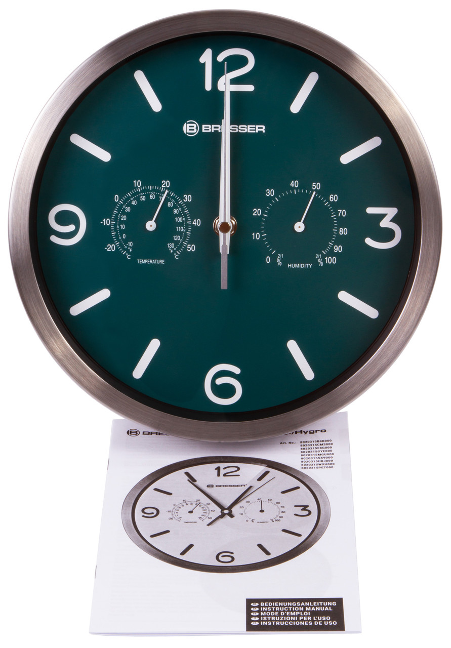 Часы настенные Bresser MyTime ND DCF Thermo/Hygro, 25 см, зеленые (Бирюзовый) - фото 3 - id-p148584793