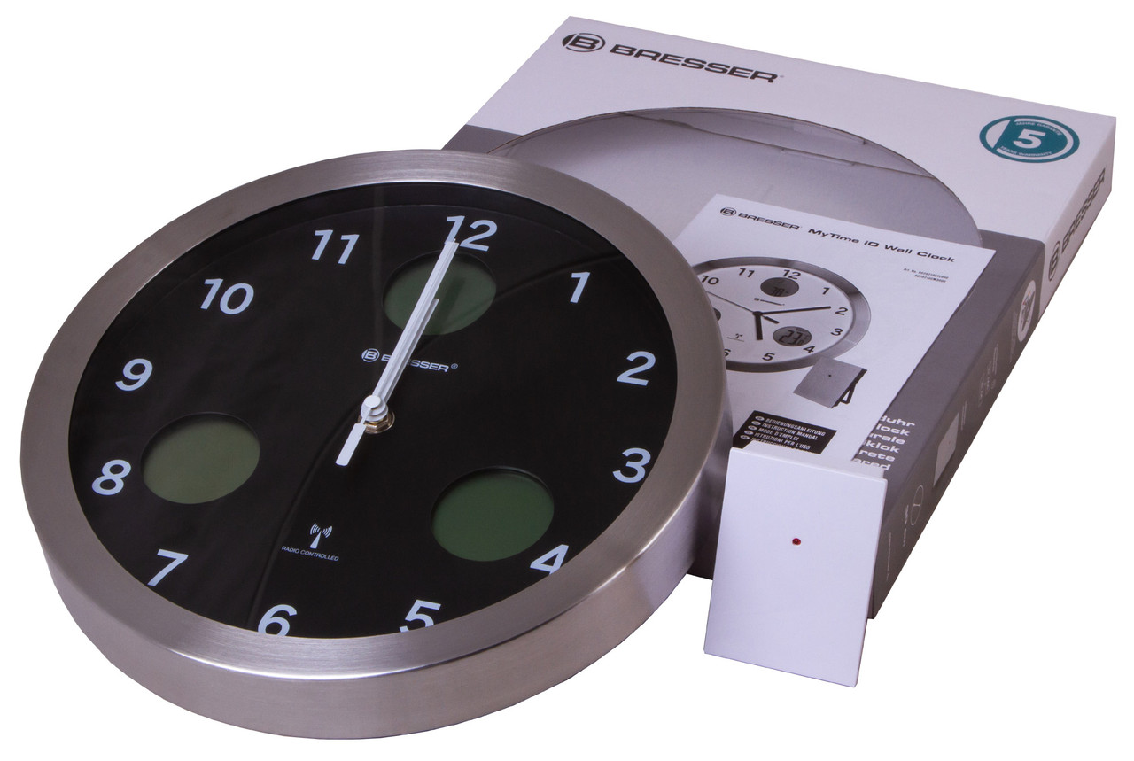 Метеостанция (настенные часы) Bresser MyTime io, 30 см, черная - фото 2 - id-p112451758