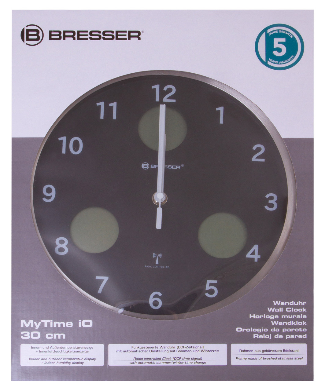 Метеостанция (настенные часы) Bresser MyTime io, 30 см, черная - фото 9 - id-p112451758
