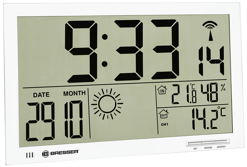 Метеостанция (настенные часы) Bresser MyTime Jumbo LCD, белая - фото 1 - id-p112451760