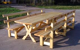 Комплект мебели садовой деревянной (стол 2,5м и две скамейки)