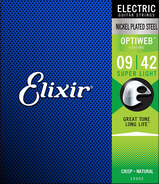 Elixir 19002 Optiweb Комплект струн для электрогитары, никелированная сталь, Super light 9-42
