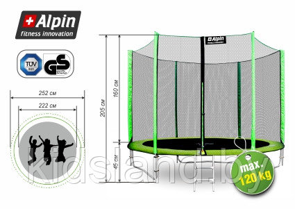 БАТУТ ALPIN 2.52 м (8ft) С ЗАЩИТНОЙ СЕТКОЙ И ЛЕСТНИЦЕЙ - фото 5 - id-p161572911