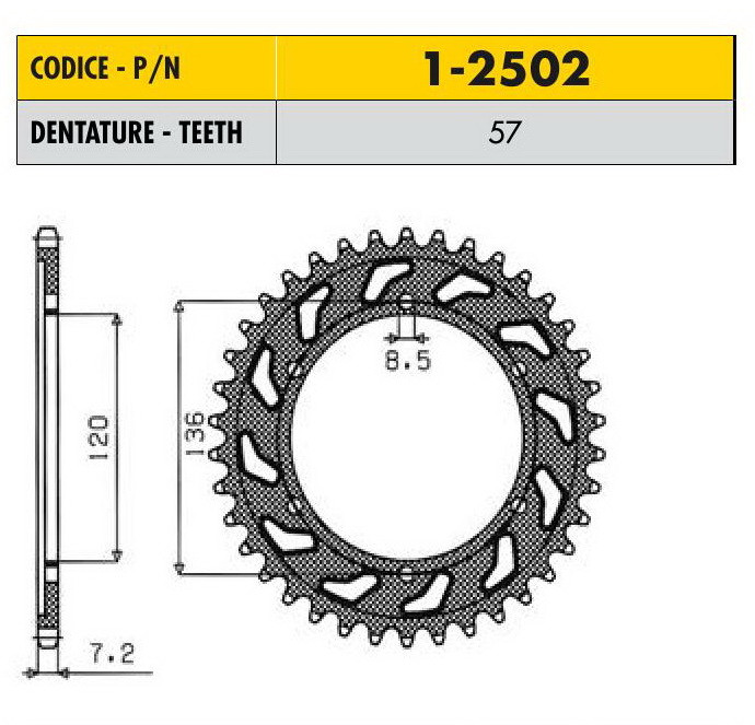 Звездочка ведущая Sunstar 1-2502-57 зубьев