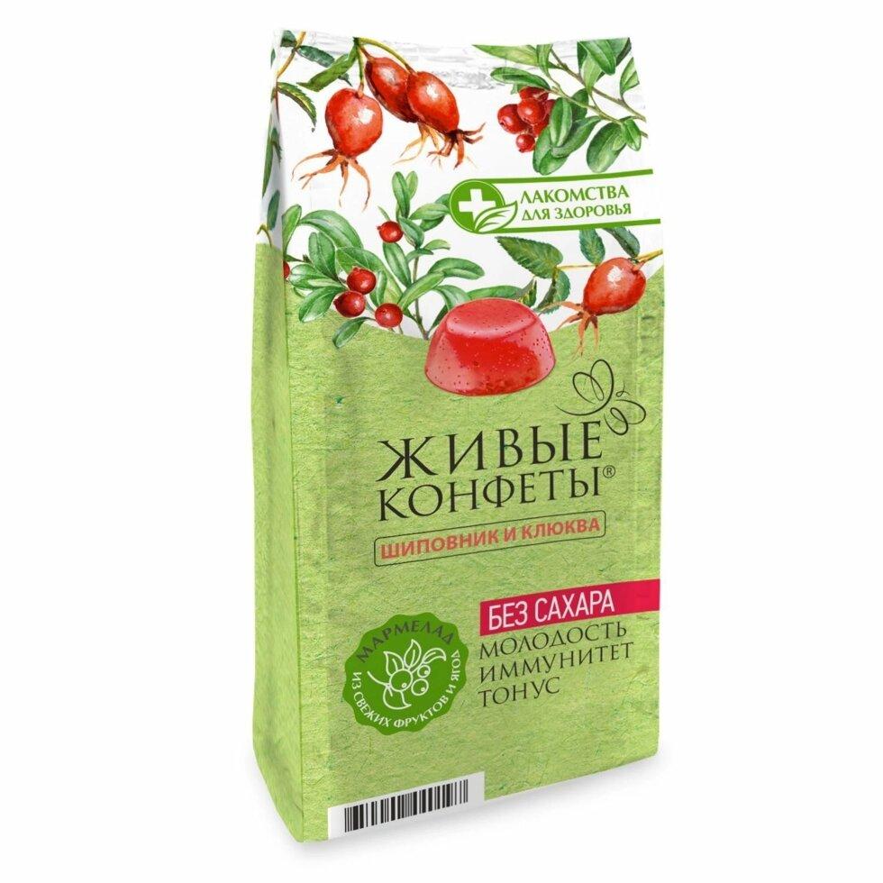 Мармелад "Живые конфеты" Клюква и шиповник (без сахара), 170 гр.