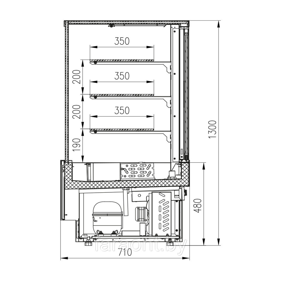 Витрина холодильная кондитерская Sula 1,3 PREMIUM вентилируемая +1 +10 - фото 8 - id-p123262246