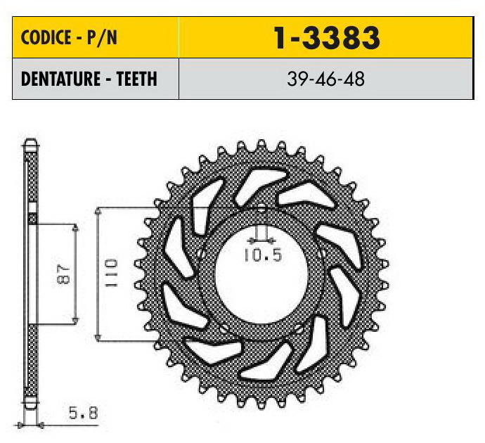 Звездочка ведущая Sunstar 1-3383-39 зубьев - фото 1 - id-p15898169