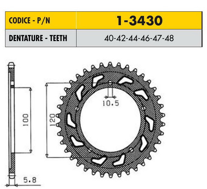 Звездочка ведущая Sunstar 1-3430-40 зубьев
