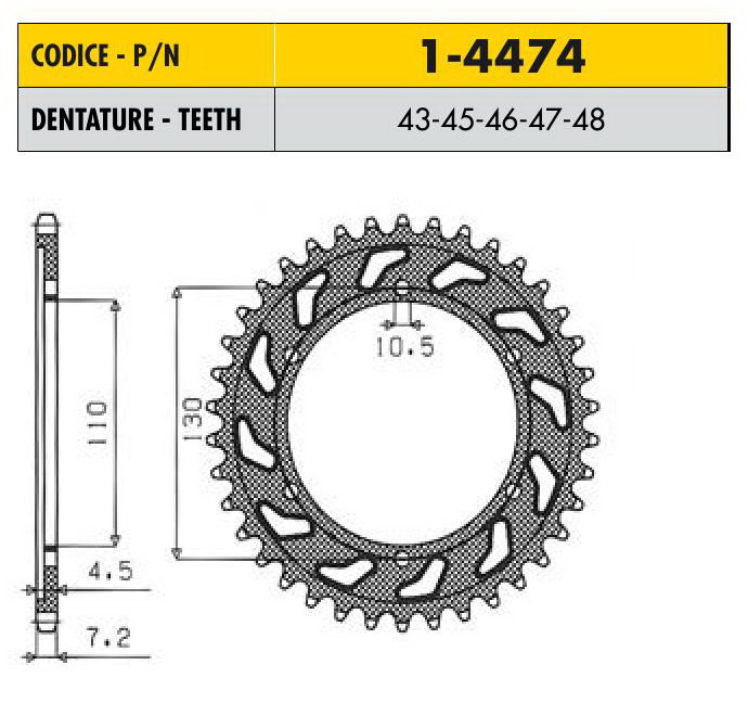 Звездочка ведущая Sunstar 1-4474-43 зубьев