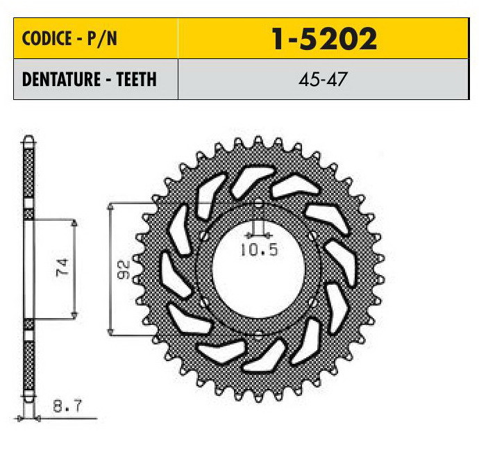 Звездочка ведущая Sunstar 1-5202-45 зубьев