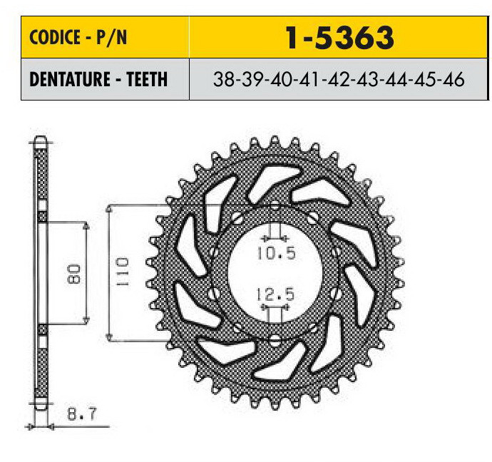 Звездочка ведущая Sunstar 1-5363-38 зубьев