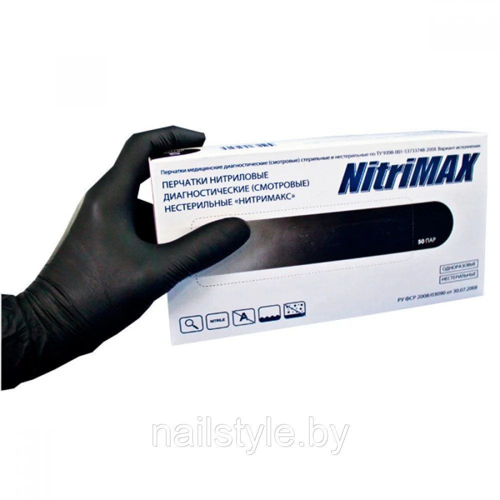 Перчатки смотровые нитриловые черные Nitrimax 50 пар - фото 1 - id-p161633060